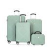 4 Piece Lightweight Suitcase, 14" Makeup Box, Aircraft Wheels (14/20/24/28) - Olive Green - Image 4
