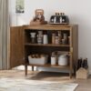 Buffet Cabinet With Line Groove Design, Sideboard Buffet Cabinet With Storage, Multifunctional Accent Cabinet For Living Room, Entryway, Hallway, Office, Kitchen - Brown - Image 5