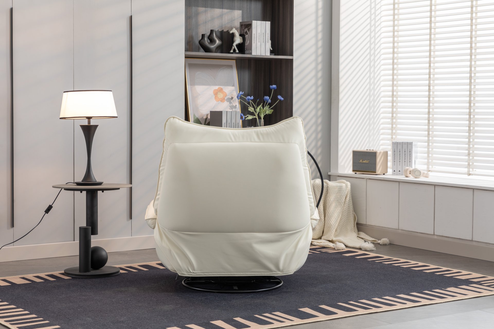 270 Swivel Glider Recliner Chair, Power Recliner Rocking Chair, USB Port Charge For Nursery Chair With Atmosphere Lamp For Living Room Bedroom Apartment - White - Image 8