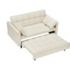 Modern Velvet Sofa, Sofa Pull-Out Bed, Small Love Seat Casual Sofa With Back, With Pillow, Pockets, Living Room Furniture, 3 In 1 Convertible Sleep Sofa Bed - Beige - Image 11