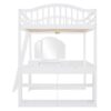 Full Loft Bed With U Shaped Desk, Storage Compartments And Tri Fold Mirror - White - Image 10