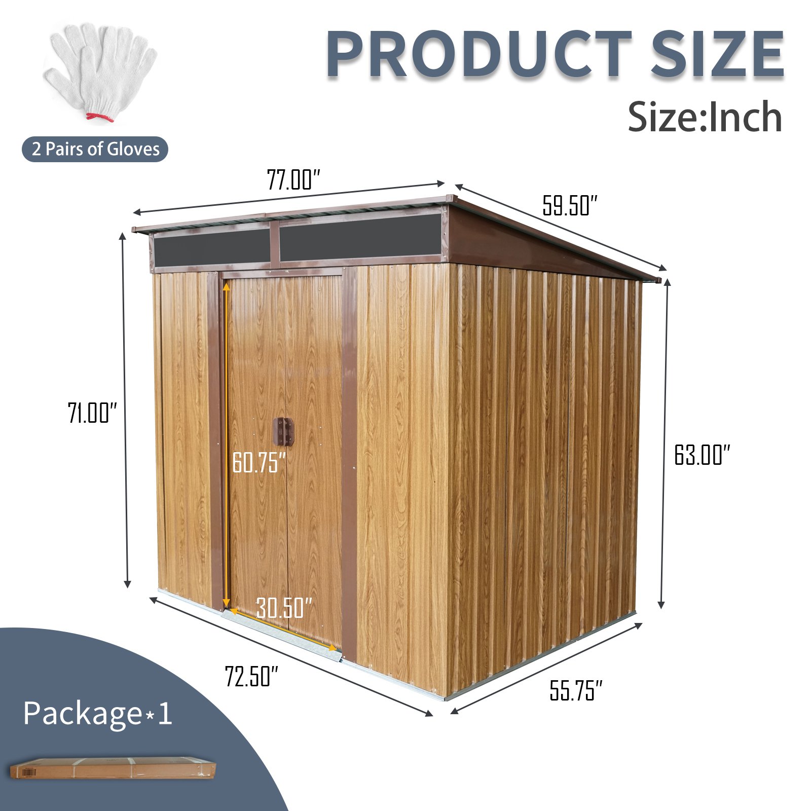 6Ft X 5Ft Outdoor Metal Storage With Transparent Plate And Foundation For Backyard Garden Patio - Coffee - Image 4