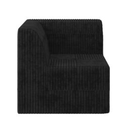 Modern Minimalist Corduroy Corner Sofa Sleeper Foam Upholstery Space Efficient Design - Black