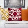 Dora - Vintage Vine Pillow Cover With Matching Back - Red - Image 4