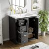 Bathroom Vanity With Ceramic Sink Combo, Frame Bathroom Storage Cabinet, Freestanding Vanity Set With 3 Drawers & Soft Closing Doors - Black - Image 4