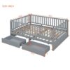 Full Size Daybed With Fence Guardrails And 2 Drawers - Gray - Image 21