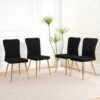 Modern Teddy Wool Dining Chair With Plated Metal Legs Upholstered Fabric Side Chair (Set of 4) - Black - Image 2