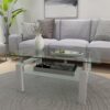 Clear Coffee Table, Modern Side Center Tables - White - Image 2
