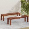 Acacia Wood Outdoor Bench With Beautiful Slat Paneling - Dark Brown - Image 2