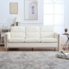 Comfortable Solid Wood Three-Seater Sofa, Soft Cushions, Durable And Long-Lasting, Sofa Couch For Living Room - Beige - Image 2