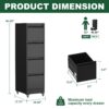 Heavy Duty Metal 4 Drawer Locking Vertical File Cabinet With Wheels For Home & Office - Brushed Nickel - Image 3