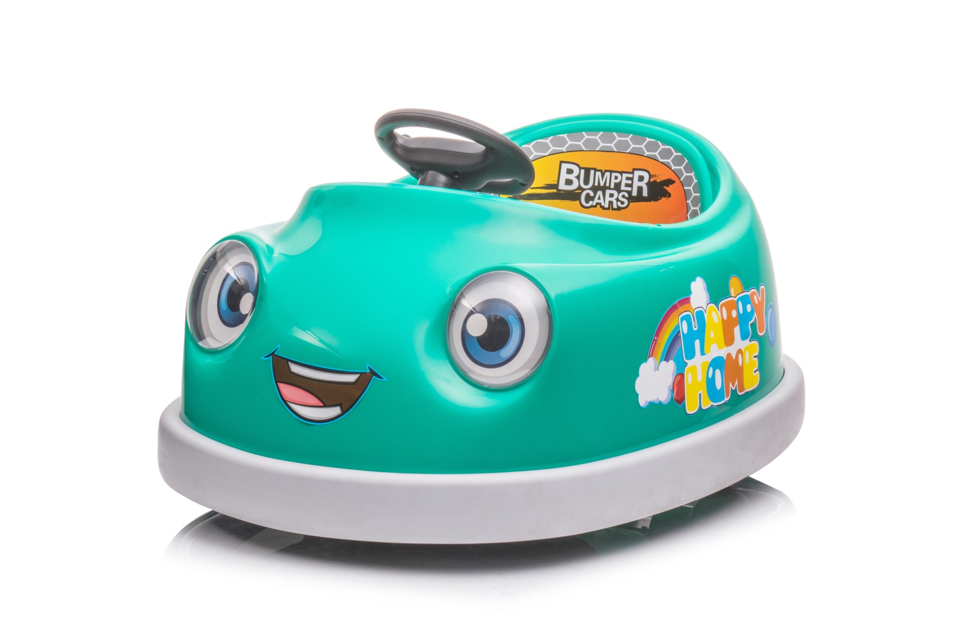 Bumper Car For Kids, 12V Dual Drive 1-6 Years Old Children's Electric Car With Pushrod Dinner Plate USB Bt Music Rocking Horse Mode Anti-Collision Bumper Ride On Car - Green - Image 11