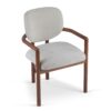 Dining Chairs (Set of 2) Upholstered Arm Chairs, Rubber Wood Accent Chairs Fabric Seating, 300 Lbs Weight Capacity - Beige - Image 8