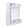 Tall Hall Tree With Shoe Storage, 4 In 1 Entryway Bench With 6 Cabinets, 4 Coat Hooks & Adjustable Shelf For Hallway - White - Image 10
