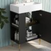Bathroom Vanity, Combo Cabinet, Bathroom Storage Cabinet, Single Ceramic Sink, Left Side Storage - Black - Image 19