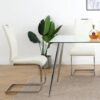Modern Dining Chairs With Faux Leather Padded Seat And Chrome Metal Legs For Kitchen, Living, Bedroom, Dining Room - White / Silver - Image 8