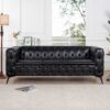 Square Arm Removable Cushion 3 Seater Sofa - Black - Image 4