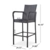 Outdoor Wicker Barstools Faux Rattan Iron Frame (Set of 2) - Gray - Image 3