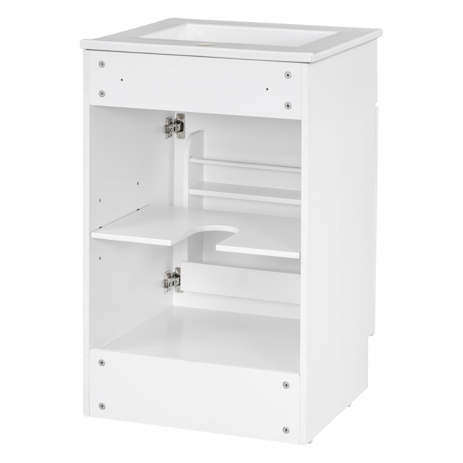 20" Bathroom Vanity With Sink, Freestanding Cabinet With Door Shelf And Adjustable Shelf, And Ceramic Construction - White - Image 20