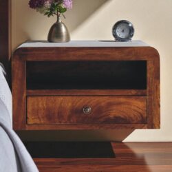 Chunky Floating Bedside Table - Dark Brown