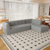 Modular Combination Sofa Set, Modern Minimalist Sofa, Living Room Upholstered Sofa Bed, Bedroom, 2 Pieces Computer Free Combination, L - Shaped - Light Gray - Image 4
