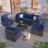 14 Pack Cushion Covers For 7 Piece Wicker Rattan Sectional Sofa (6 Seater), Outdoor Seat And Back Slipcovers With Zippers - Navy Blue - Image 7