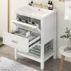 Bathroom Vanity With Top Sink, Modern Bathroom Storage Cabinet With 2 Drawers, Single Sink Bathroom Vanity - White - Image 25