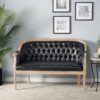 French Country Chesterfield Style Tufted Loveseat - Black - Image 2
