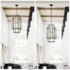8 Light Metal Lantern Tiered Pendant Hanging Light Fixtures, Industrial Farmhouse Adjustable Height Chandeliers For Dining Room Hallway Foyer Entryway (E12 Bulbs Not Included) - Matte Black / Gold - Image 2