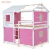 Full Size Bunk House Bed With Tent - Pink / White - Image 19