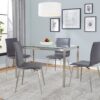 Fuji Mason - Upholstered Swivel Contemporary Dining Set Dining Set, Glass, 5 Piece - Gray - Image 6