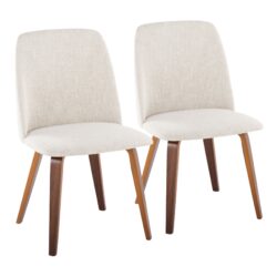 Toriano - Contemporary Dining Chair (Set of 2) - Walnut / Beige