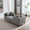 Wide Modern Double Sided Upholstered Chaise Lounge And 4 Throw Pillows - Gray - Image 8