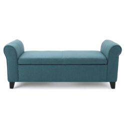 Hayes - Contemporary Armed Storage Bench With Rolled Arms - Teal