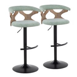 Gardenia - Contemporary Adjustable Barstool With Swivel & Rounded T Footrest (Set of 2) - Green