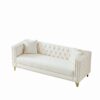 3 Seater Deep Seat Sofa, Sofa With Button Nailhead, Square Arm Couches, Furniture For Living Room - Beige - Image 6