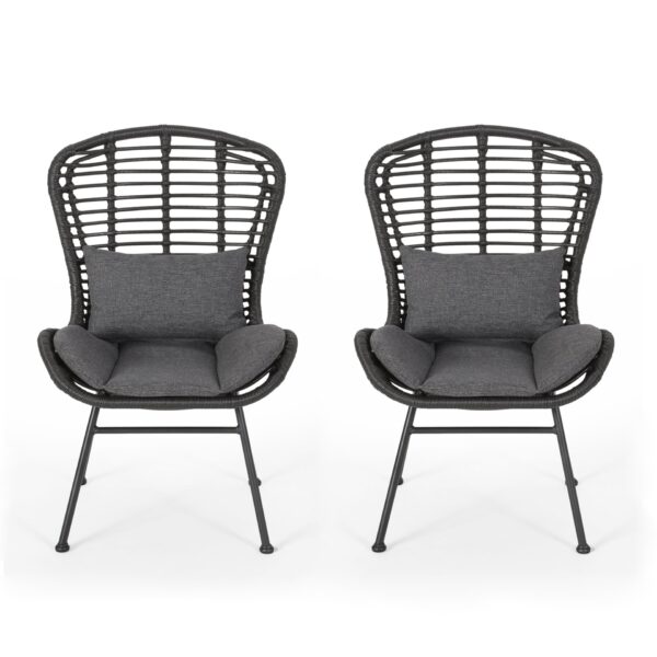Calypso - Outdoor Chair With Water Resistance Cushion And Iron Frame - Gray