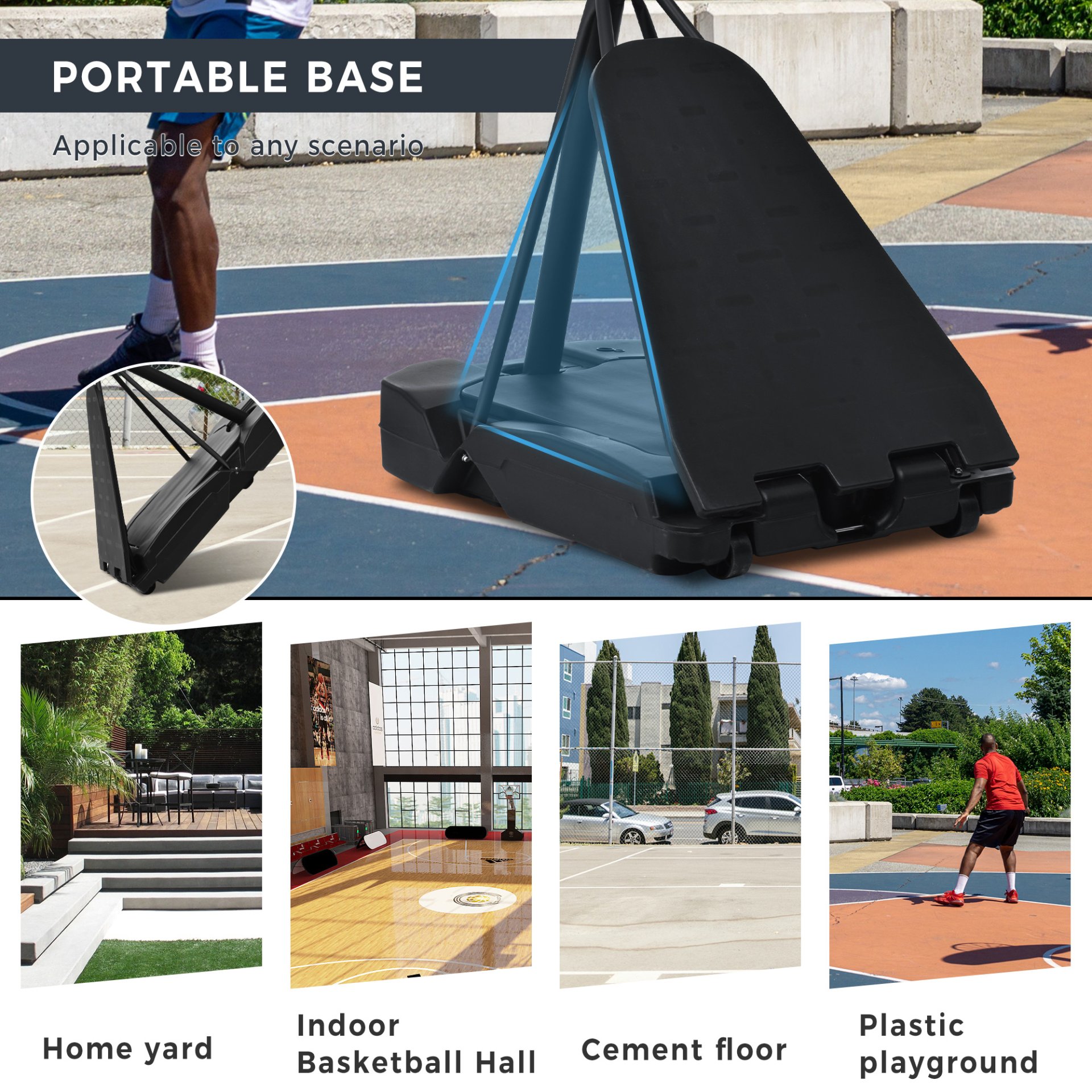 Portable Basketball Hoop Basketball System 8-10Ft Height Adjustable For Youth Adults LED Basketball Hoop Lights, Colorful Lights, Waterproof, Super Bright To Play At Night Outdoors, Good Gift For Kids - Black - Image 6