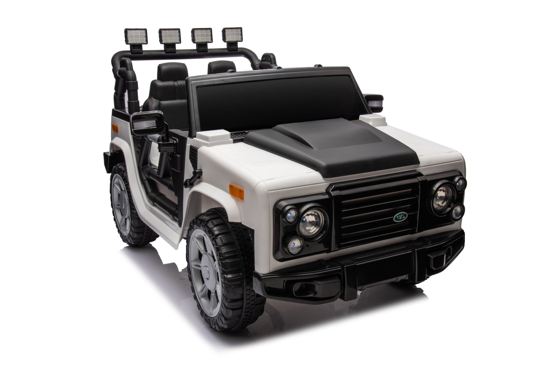 12V7A 30W*2 Four-Wheel Drive Leather Seat One Button Start, Forward And Backward, High And Low Speed, Music, Front Light, Power Display, Two Doors Can Open, 2.4G R / C, Seat Belt Four Wheel Absorber - White / Black - Image 5
