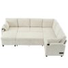 Sectional Sofa Versatile Sofa Bed Sofa Sleeper U - Shaped Sofa With Ample Storage Space, 2 Cup Holders And Charging Ports For Living Room - Beige - Image 13