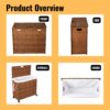 Laundry Hamper With Lid PE Rattan Powder Coating Frame Clothes Hampers With 2 Removable Bags, Wheels, 160L - Brown - Image 8
