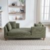 Wide Modern Double Sided Upholstered Chaise Lounge With Throw Pillows - Green - Image 4