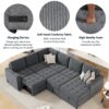 U-Shaped Sofa Sectional Sofa Pull-Out Sofa Bed With A Storage Chaise Lounge, Charging Devices For Living Room - Gray - Image 7
