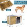 Large Wooden Outdoor Dog House, Waterproof Roof, Elevated Floor, Adjustable Plastic Feet - Yellow - Image 2