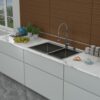 Double Bowl Kitchen Sink 16 Gauge 33" X 22" With 2 10" Deep Basins - Gunmetal Black - Image 5