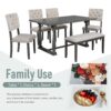6 Piece Dining Table And Chair Set With Special-Shaped Legs And Foam-Covered Seat Backs&Cushions For Dining Room - Gray - Image 5