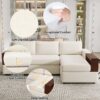 Sectional Sofa Upholstered Sofa Couch With Reversible Armrests For Living Room - Beige - Image 20