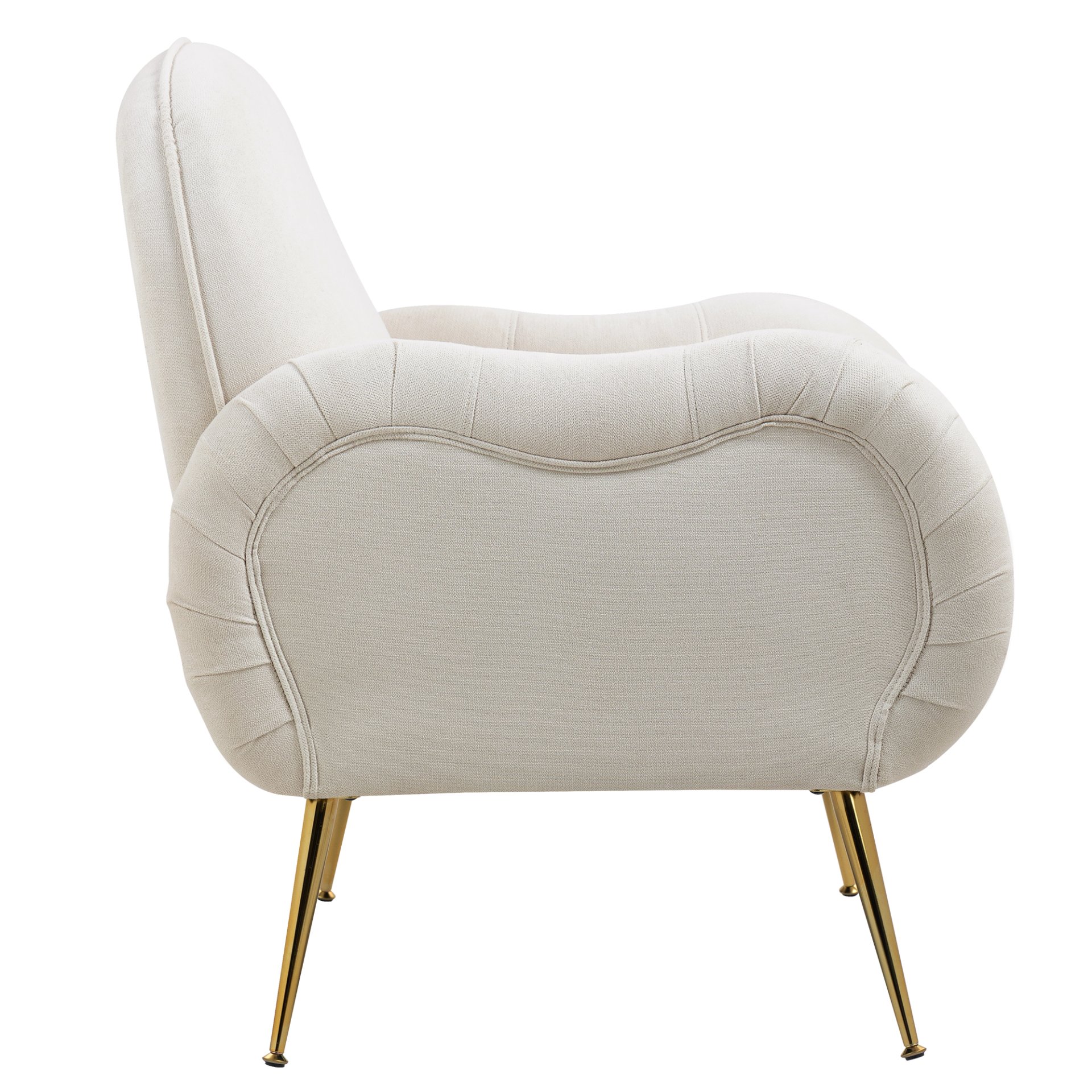 Modern Accent Chair With Snowflake Fabric And Metal Legs, Single Sofa Chair For Living Room - Beige - Image 7