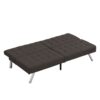 Faux Linen Wood Frame Futon Sofa Bed With Stainless Legs - Espresso - Image 8