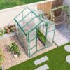 Newly Marketed Gain Height Windproof Aluminum Greenhouse 6 X 6 Ft Polycarbonate Greenhouse Raised Base And Anchor Aluminum Heavy Duty Walk - In Greenhouses For Outdoor Backyard In All Season - Green - Image 8